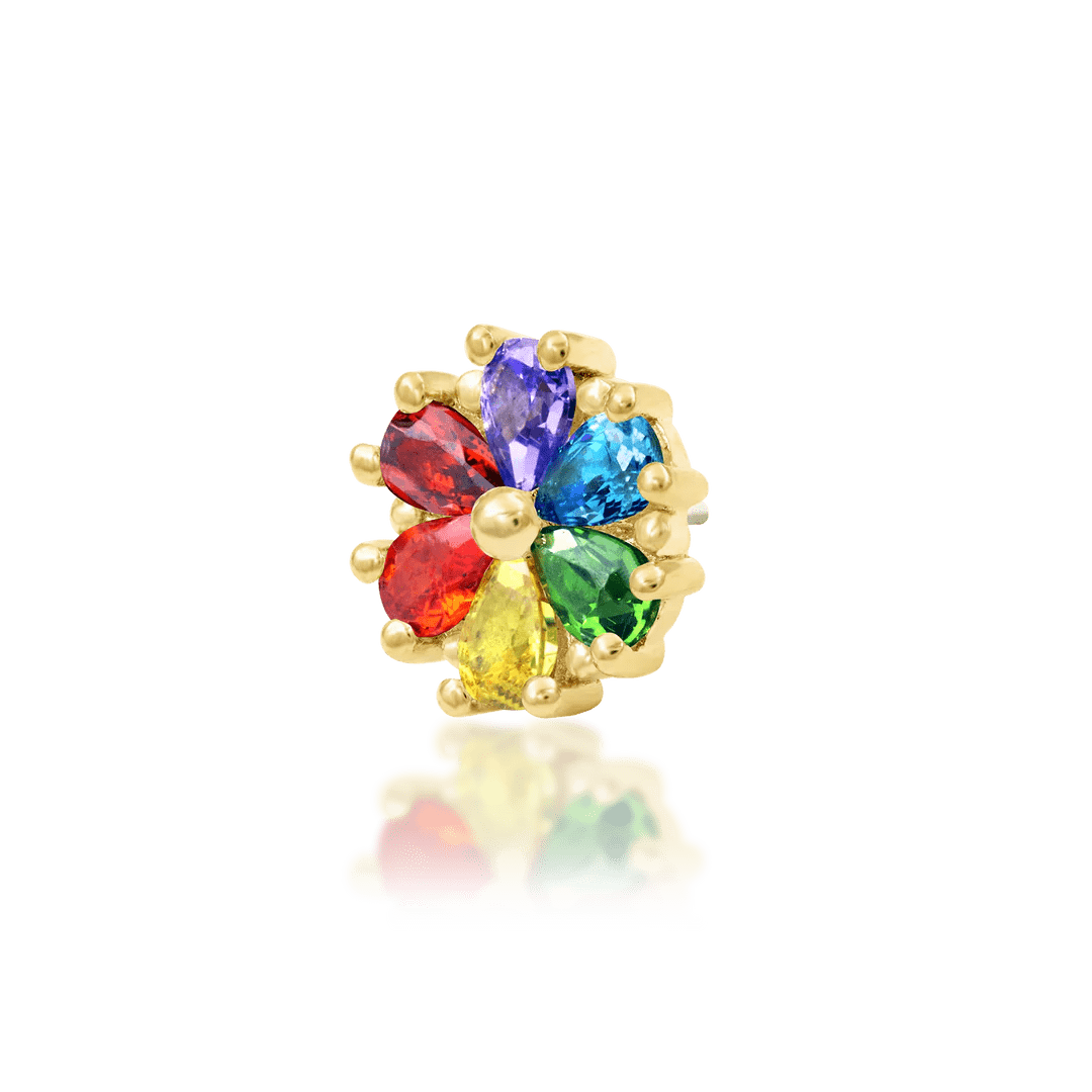 Silvester – 14K Gold Multicolor CZ Threadless End - piercing - zone.com