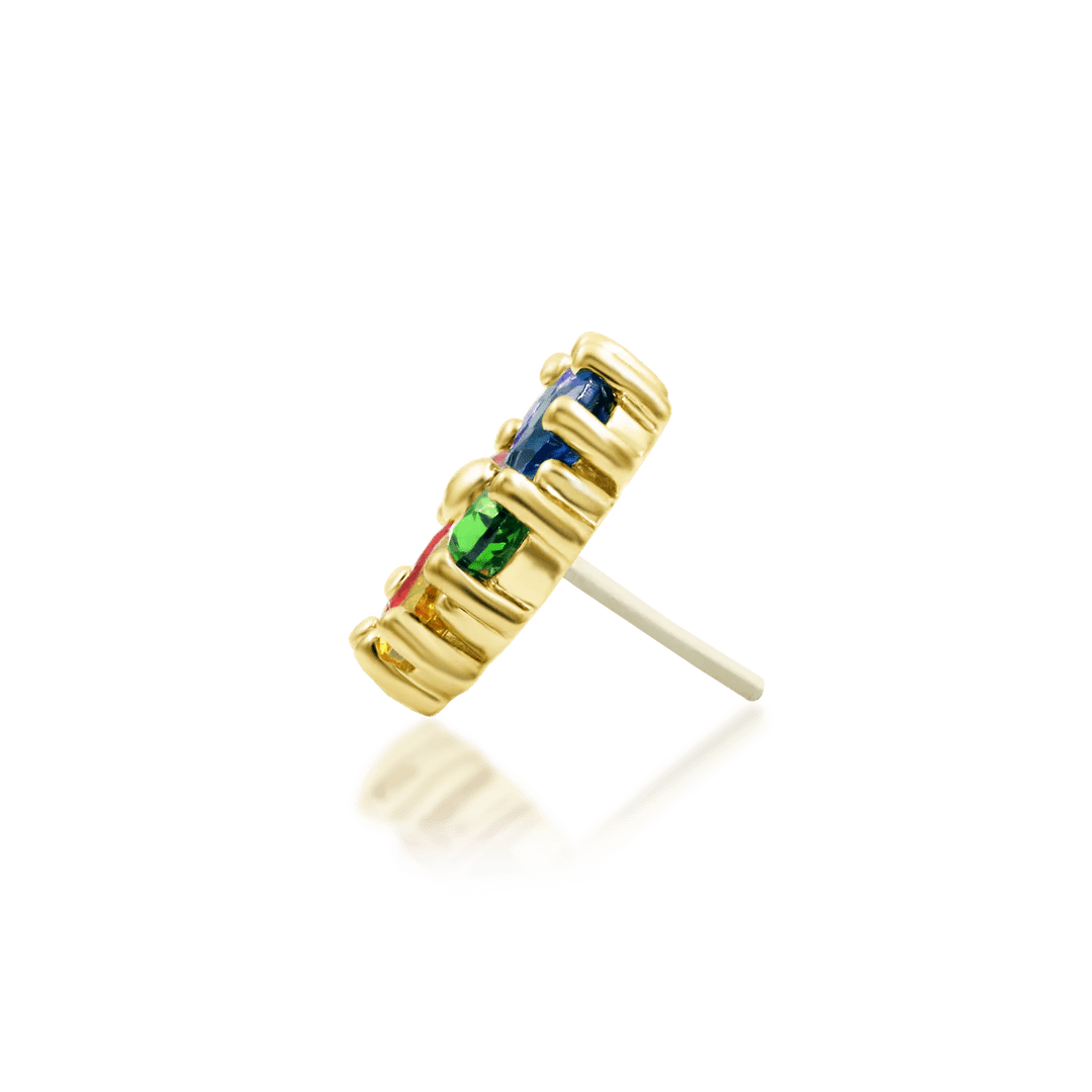 Silvester – 14K Gold Multicolor CZ Threadless End - piercing - zone.com