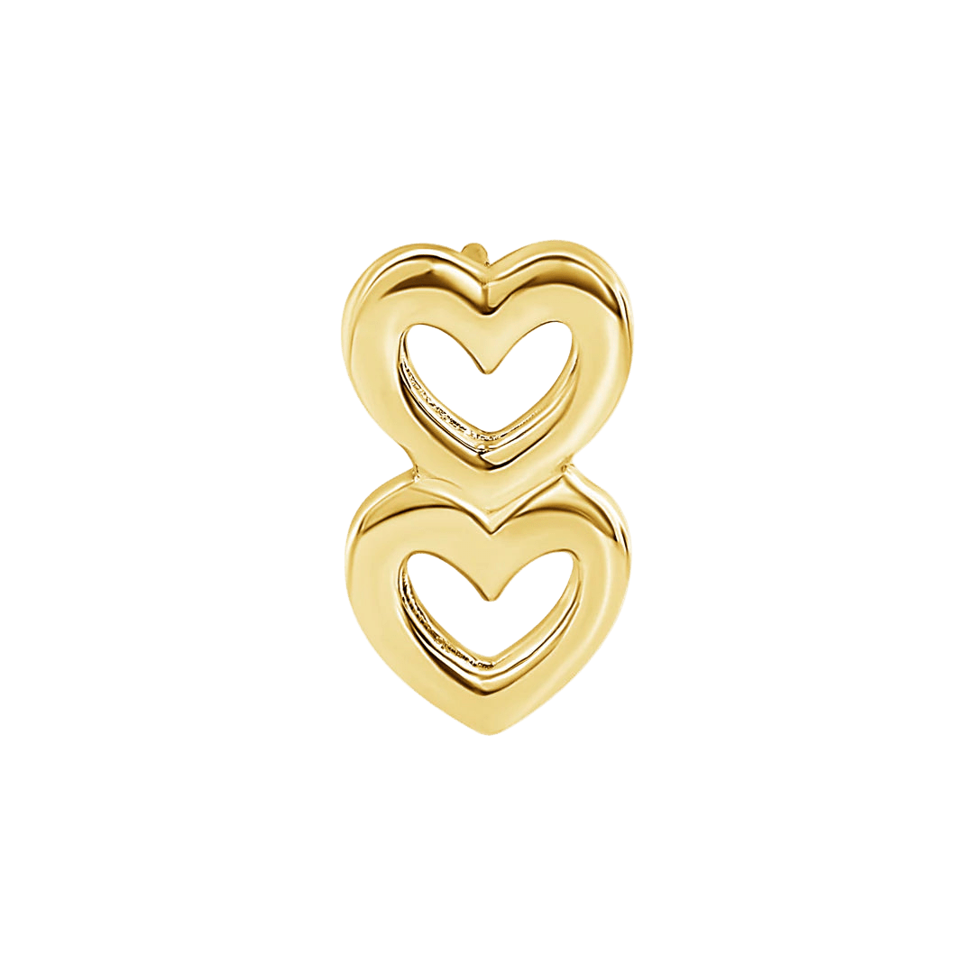 Stacked Hearts – 14K Gold Threadless & Threaded End - piercing - zone.com