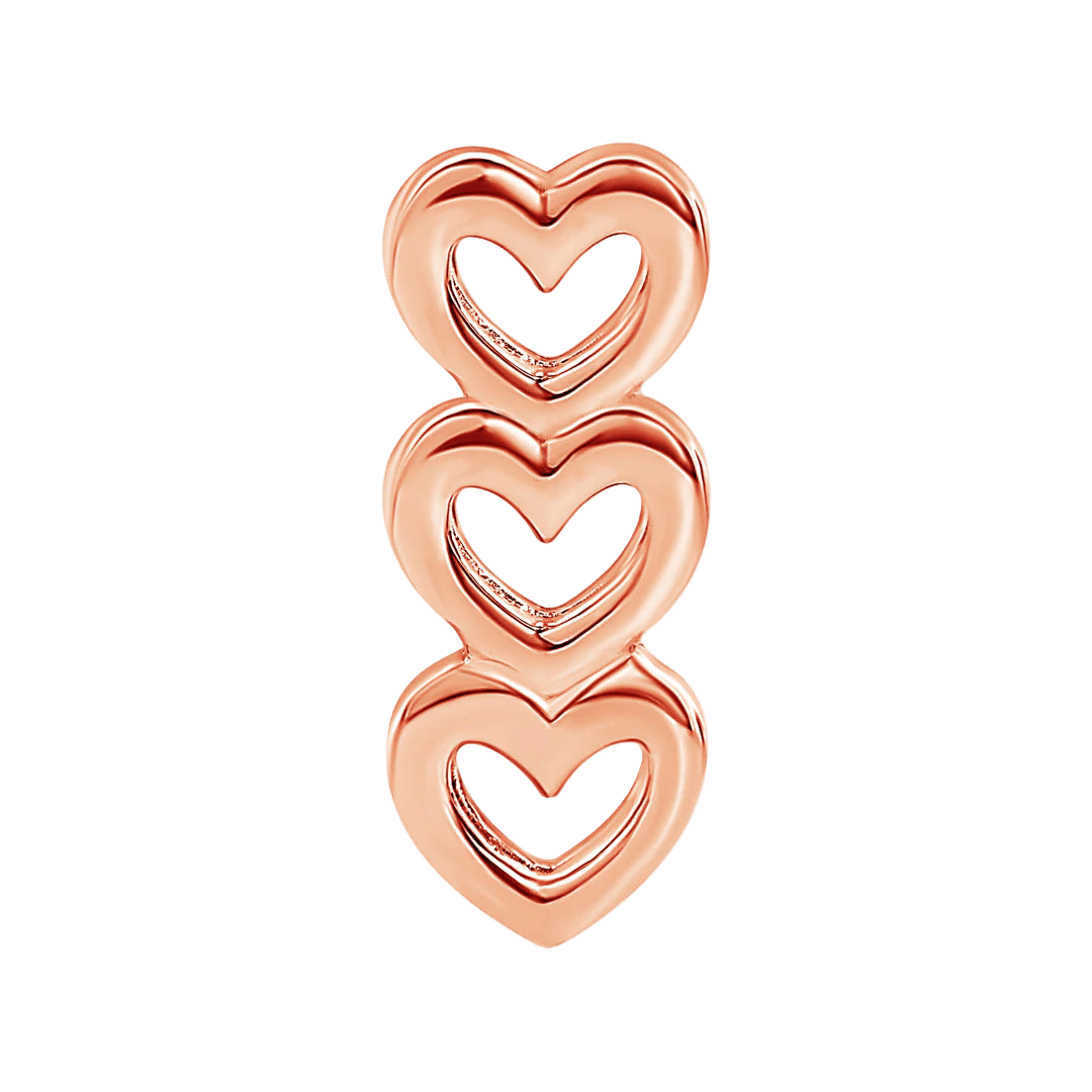 Stacked Hearts – 14K Gold Threadless & Threaded End - piercing - zone.com