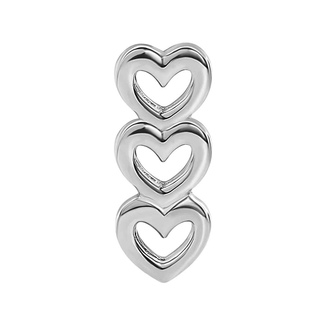 Stacked Hearts – 14K Gold Threadless & Threaded End - piercing - zone.com