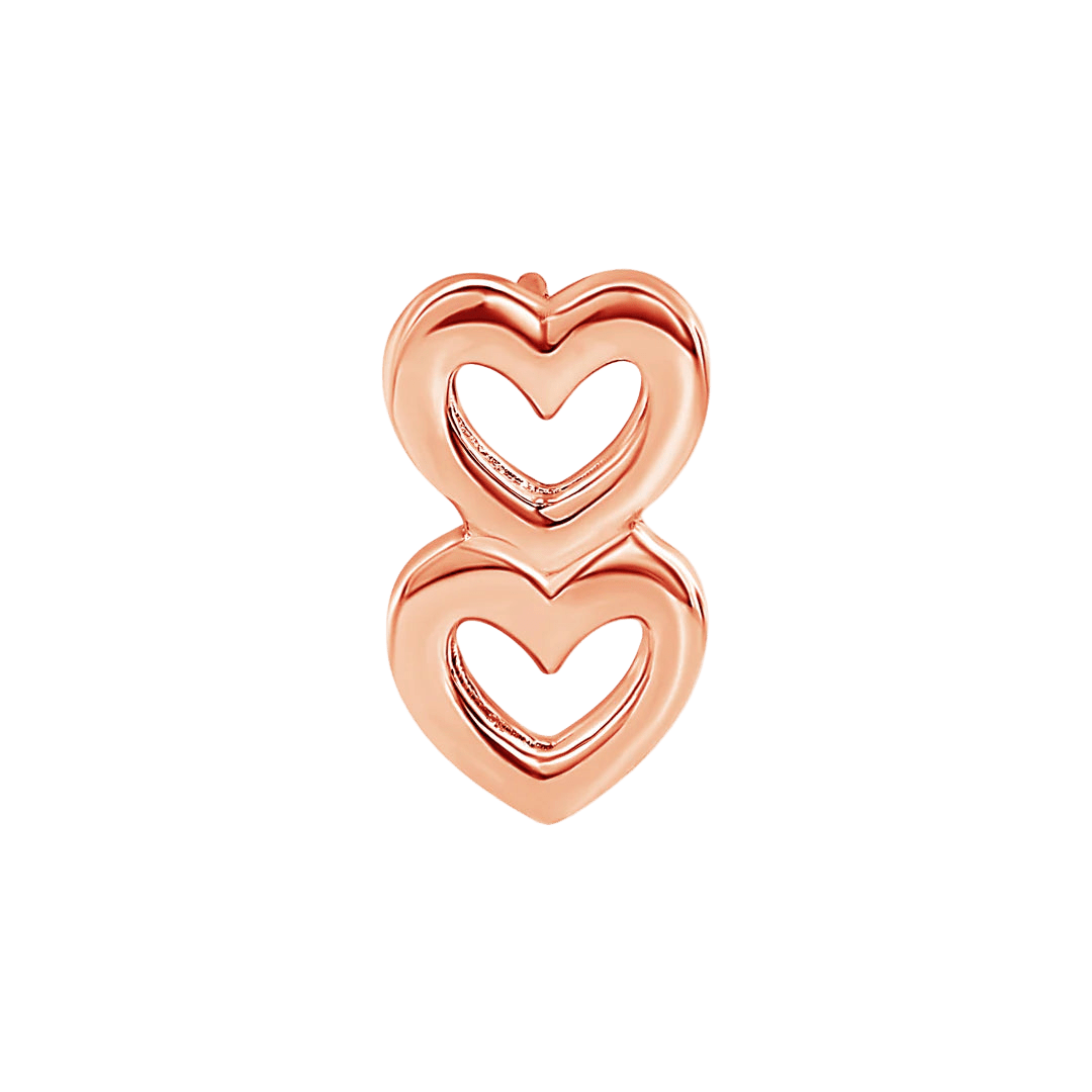 Stacked Hearts – 14K Gold Threadless & Threaded End - piercing - zone.com