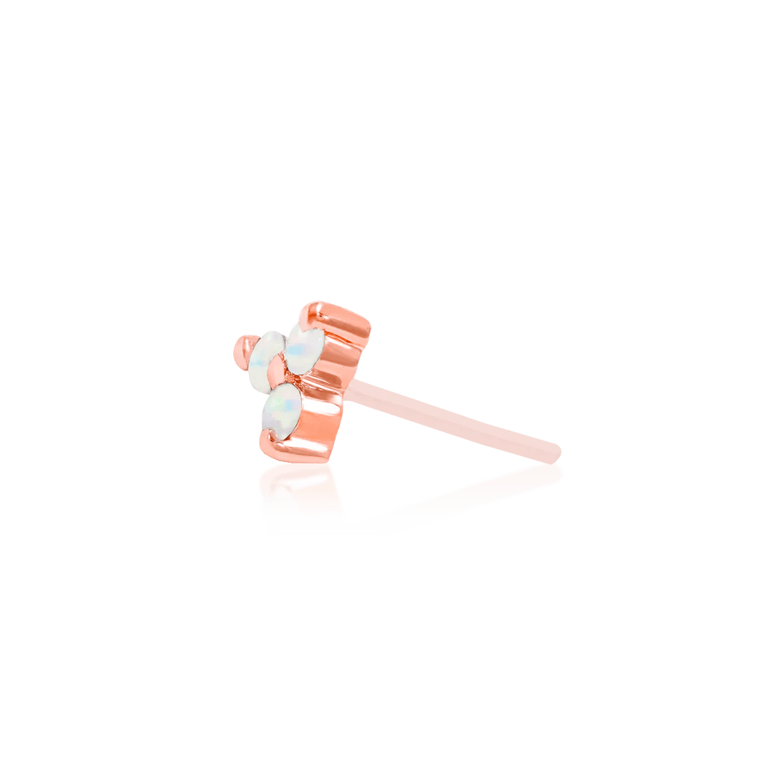 Trinity with Opal – 14K Gold Threadless End - piercing - zone.com