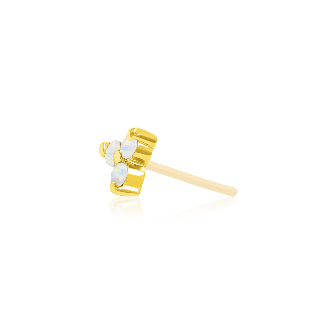 Trinity with Opal – 14K Gold Threadless End - piercing - zone.com