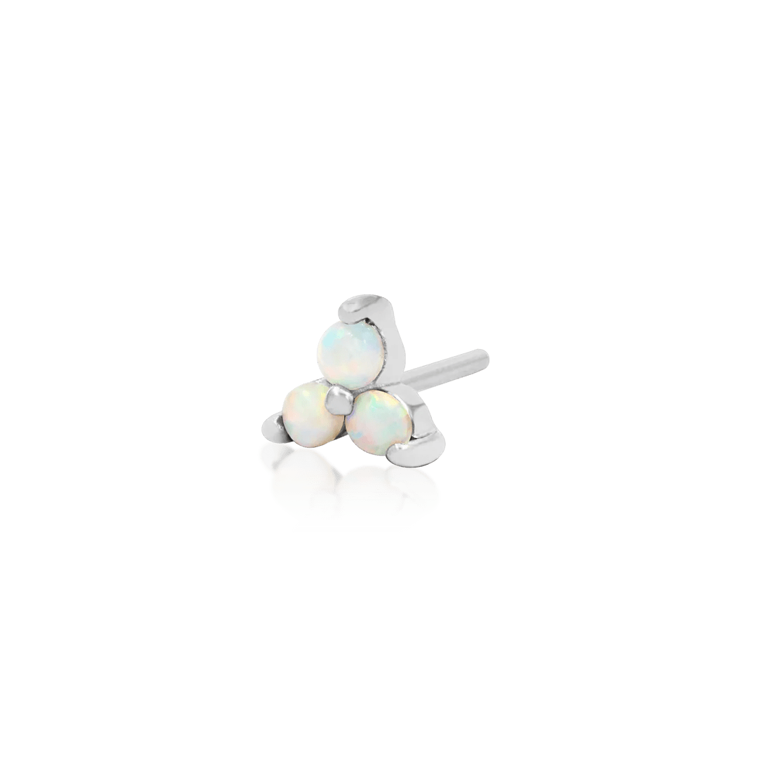 Trinity with Opal – 14K Gold Threadless End - piercing - zone.com
