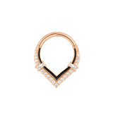 Uprise Enamel & CZ Clicker – 14K Gold V - Shaped Piercing Ring - piercing - zone.com