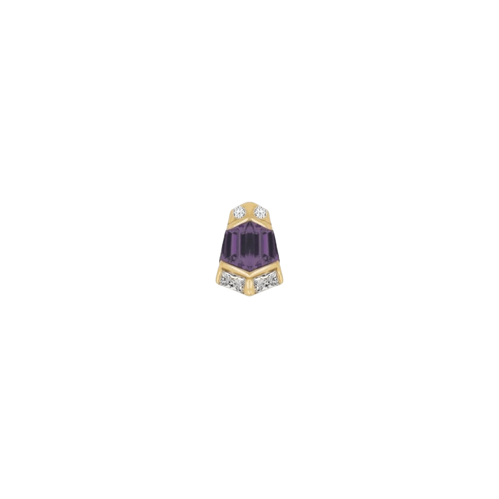 Vera – Amethyst – 14K Gold Threadless End - piercing - zone.com