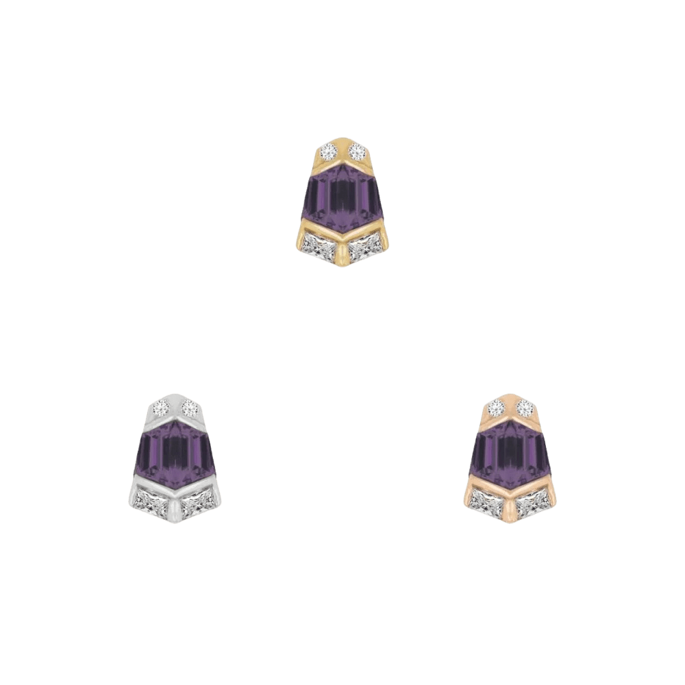 Vera – Amethyst – 14K Gold Threadless End - piercing - zone.com
