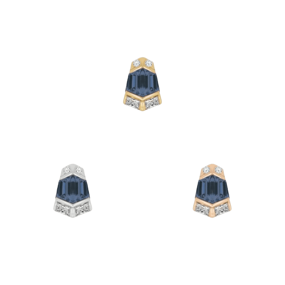 Vera – London Blue Topaz – 14K Gold Threadless End - piercing - zone.com