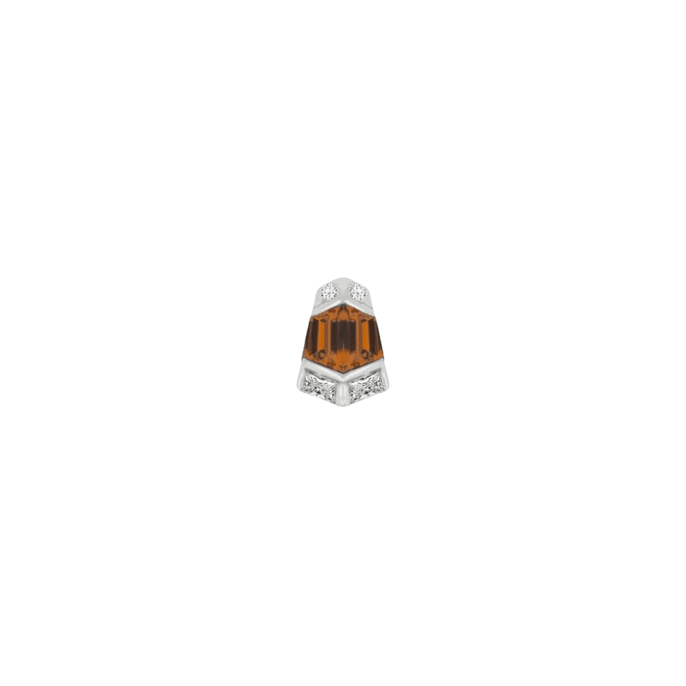 Vera – Orange Garnet – 14K Gold Threadless End - piercing - zone.com