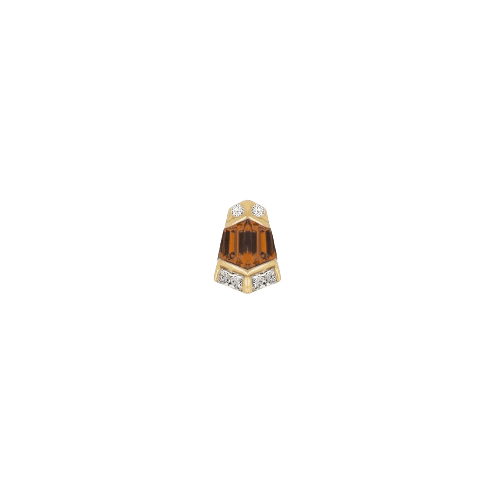 Vera – Orange Garnet – 14K Gold Threadless End - piercing - zone.com