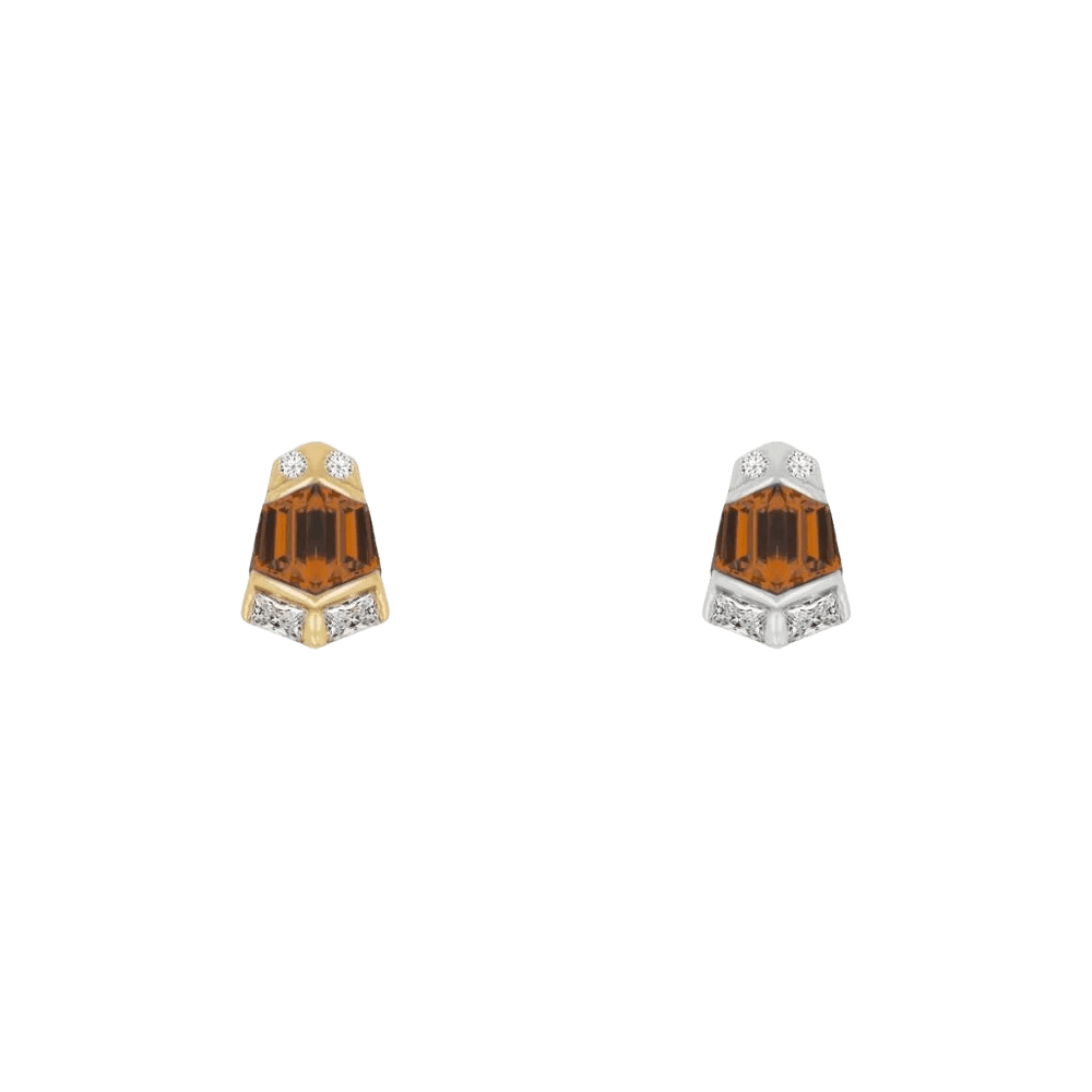Vera – Orange Garnet – 14K Gold Threadless End - piercing - zone.com