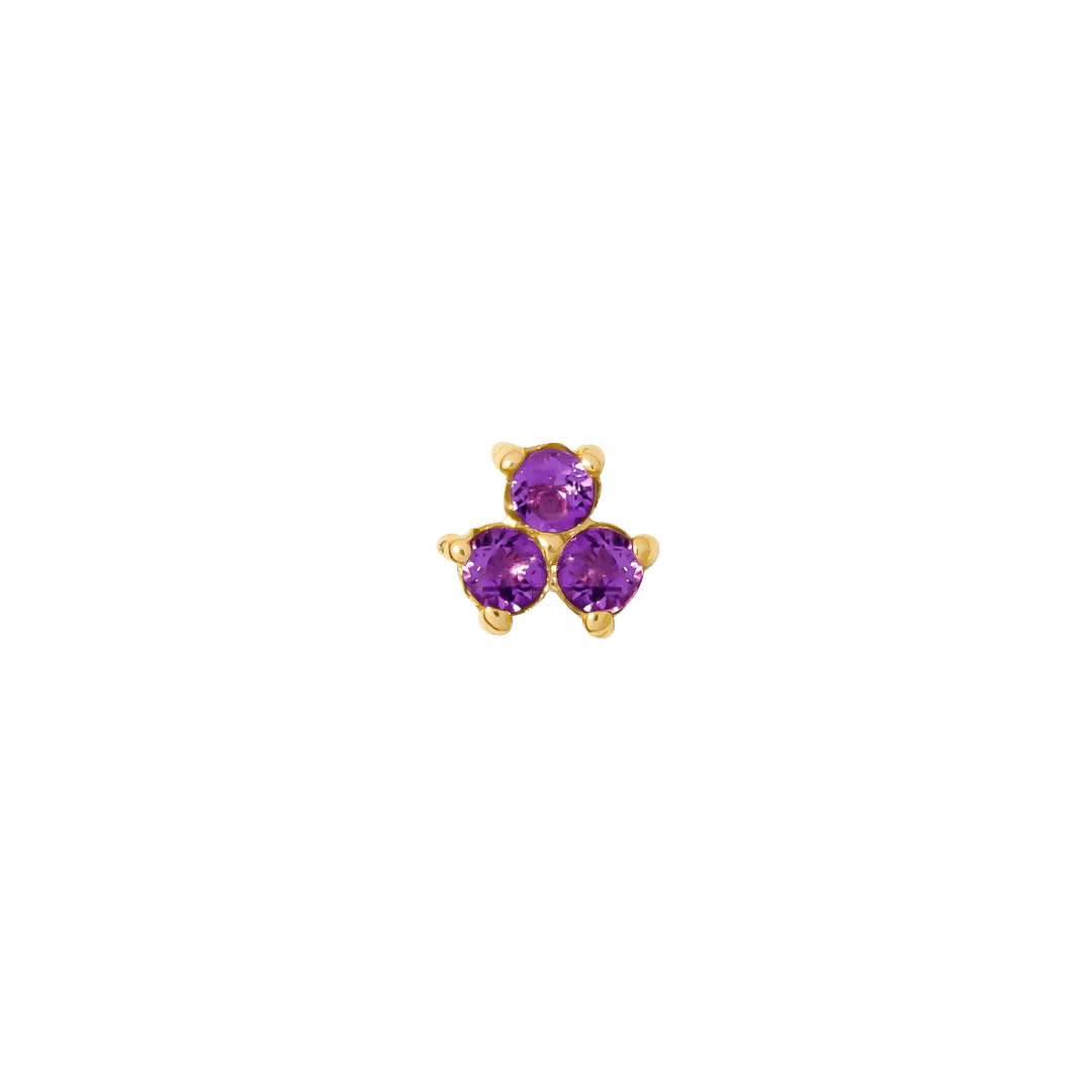 Vida – Birthstone Trio – 14K Gold Threadless End - piercing - zone.com