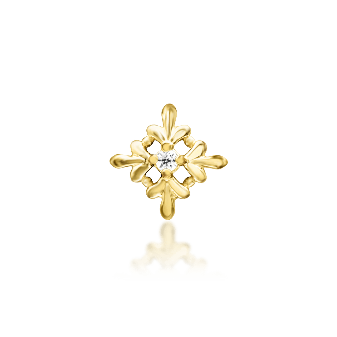 Vira – White CZ Four - Point – 14K Gold Threadless End - piercing - zone.com