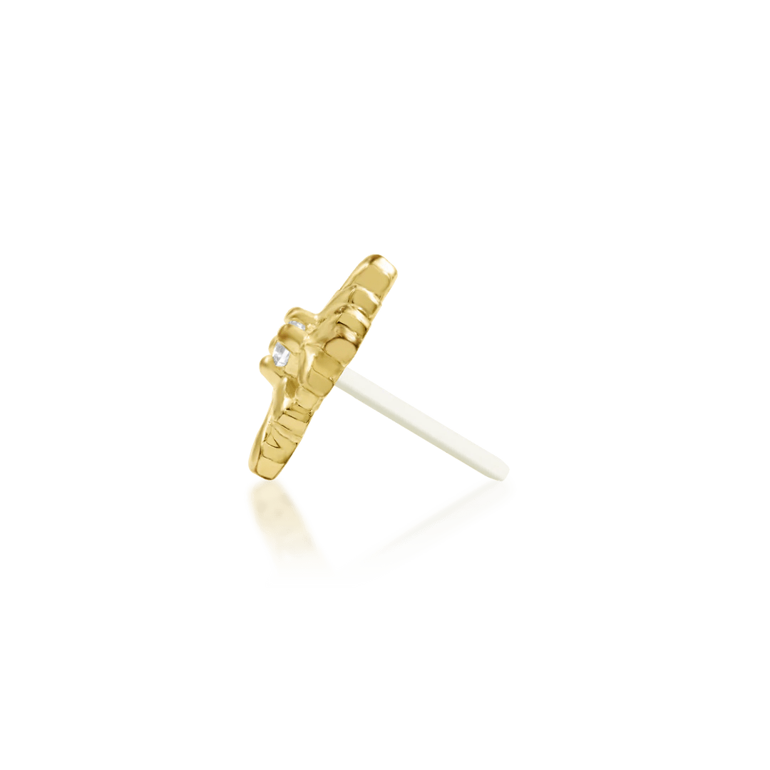 Vira – White CZ Four - Point – 14K Gold Threadless End - piercing - zone.com