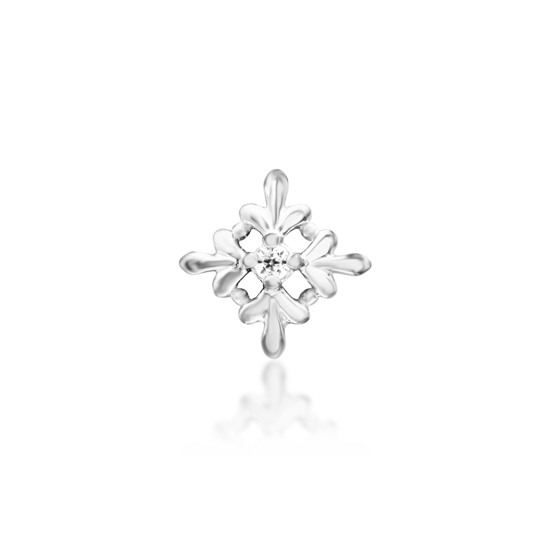 Vira – White CZ Four - Point – 14K Gold Threadless End - piercing - zone.com