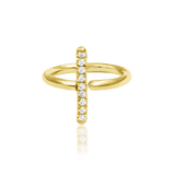 Xaven – White CZ Arc – 14K Gold Seam Ring - piercing - zone.com