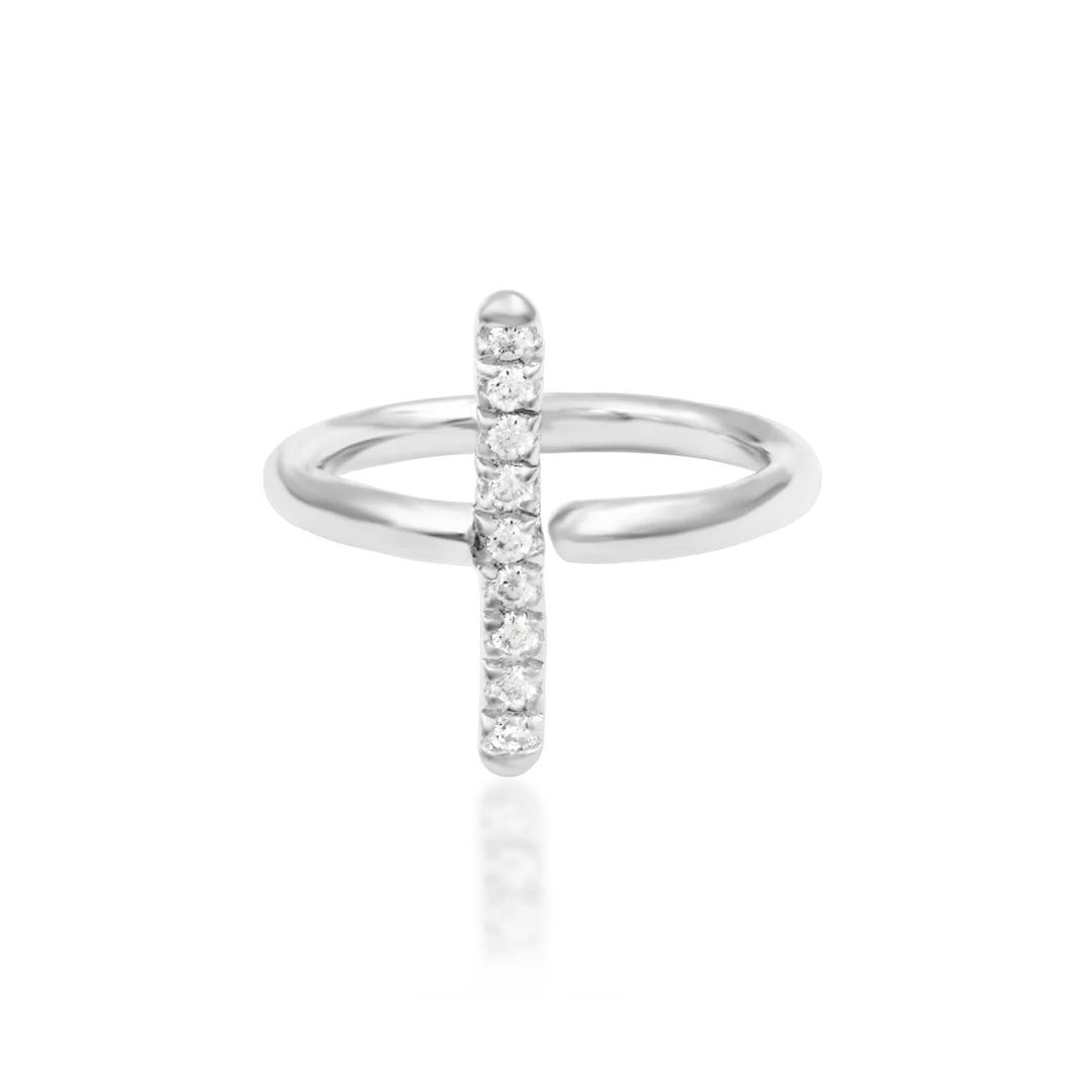 Xaven – White CZ Arc – 14K Gold Seam Ring - piercing - zone.com