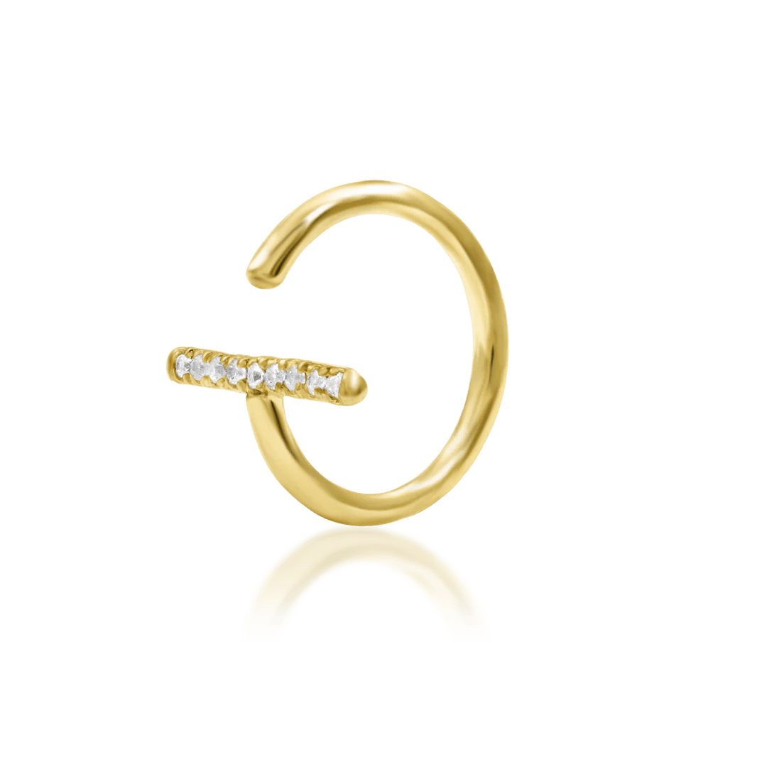 Xaven – White CZ Arc – 14K Gold Seam Ring - piercing - zone.com
