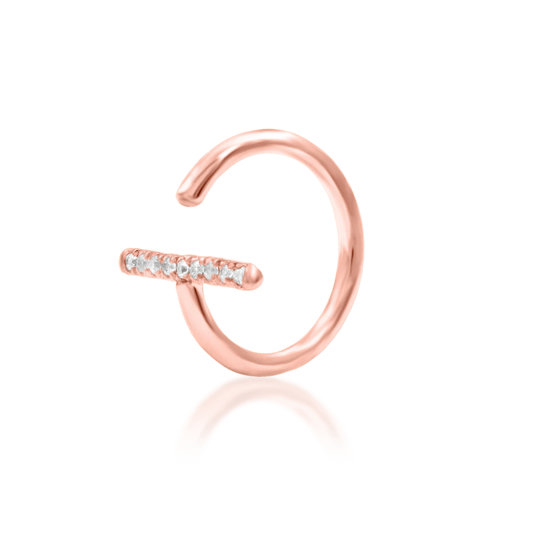 Xaven – White CZ Arc – 14K Gold Seam Ring - piercing - zone.com
