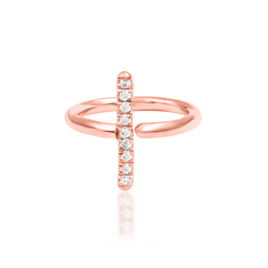 Xaven – White CZ Arc – 14K Gold Seam Ring - piercing - zone.com
