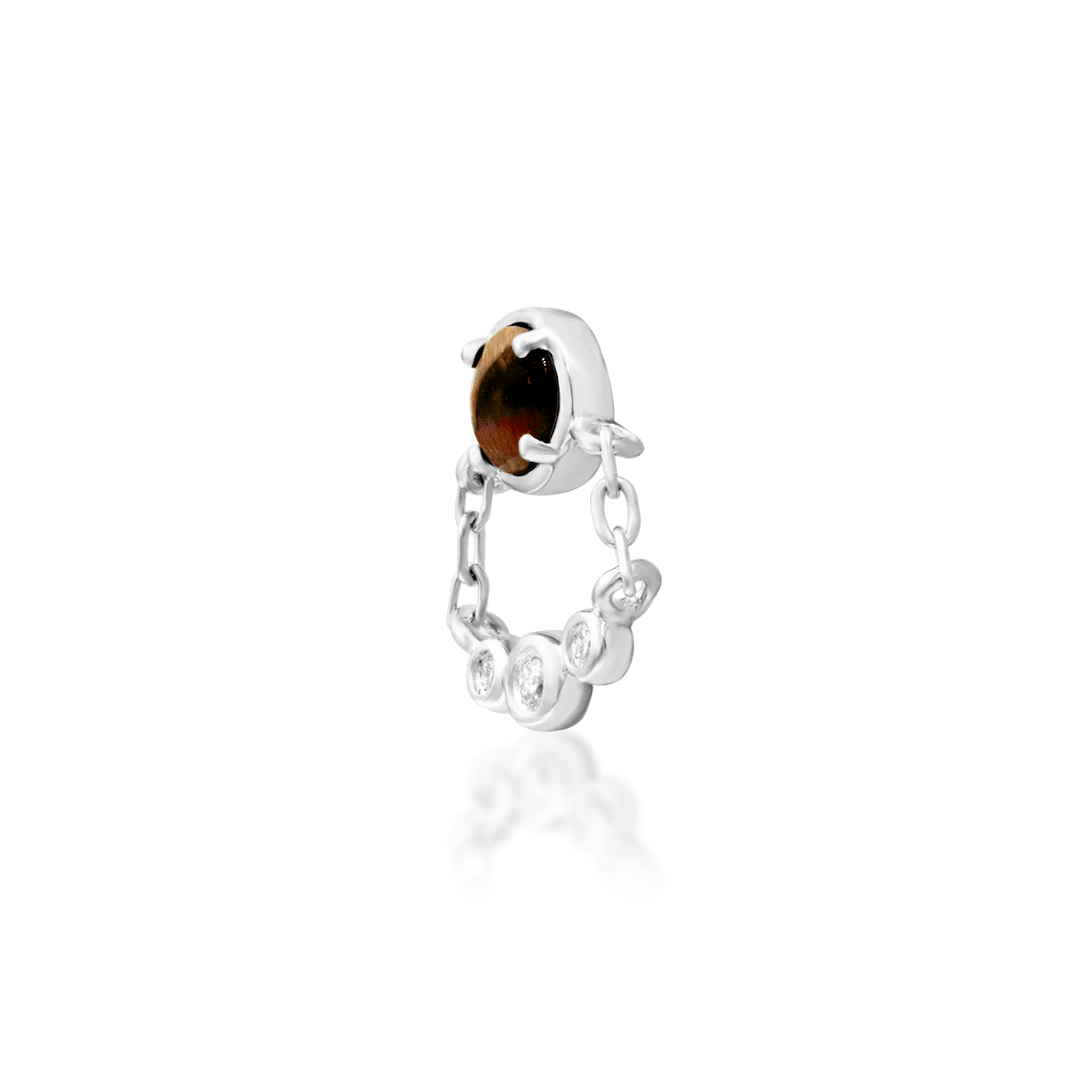 Zola – Tiger Eye & CZ Cluster – 14K Gold Threadless End - piercing - zone.com