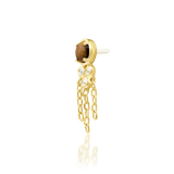 Zuri – Tiger Eye & CZ Drop – 14K Gold Threadless End - piercing - zone.com