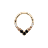 Rise + Shine Clicker Ring in 14K Gold – Smokey Quartz & Black Spinel Front