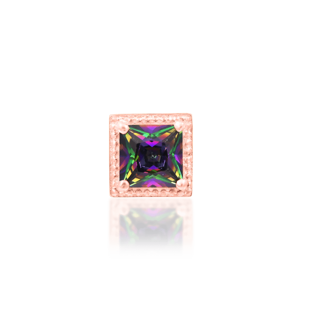 Side View Showing Millgrain Crown Design and Gemstone Sparkle