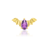 Bat 14K Gold Threadless End with Amethyst CZ – Front View