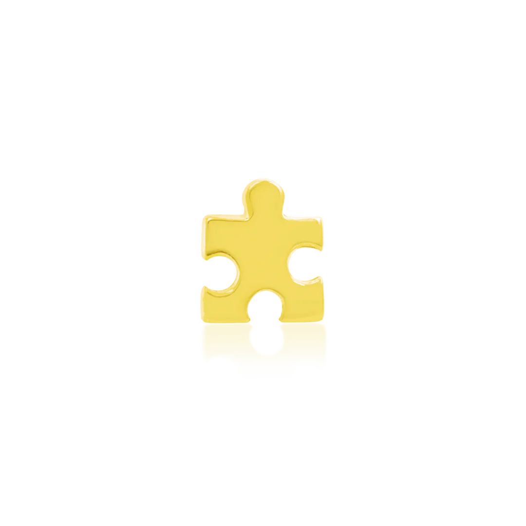 Puzzle Piece 14K Gold Threadless End – Front View