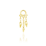 Ruby 14K Gold Triple Spike Charm – Front View with Dangles