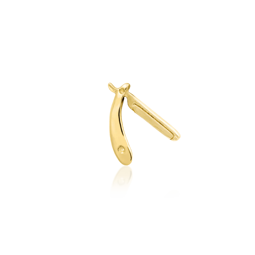 STRAIGHT RAZOR 14K GOLD  - THREADLESS END piercing-zone.com
