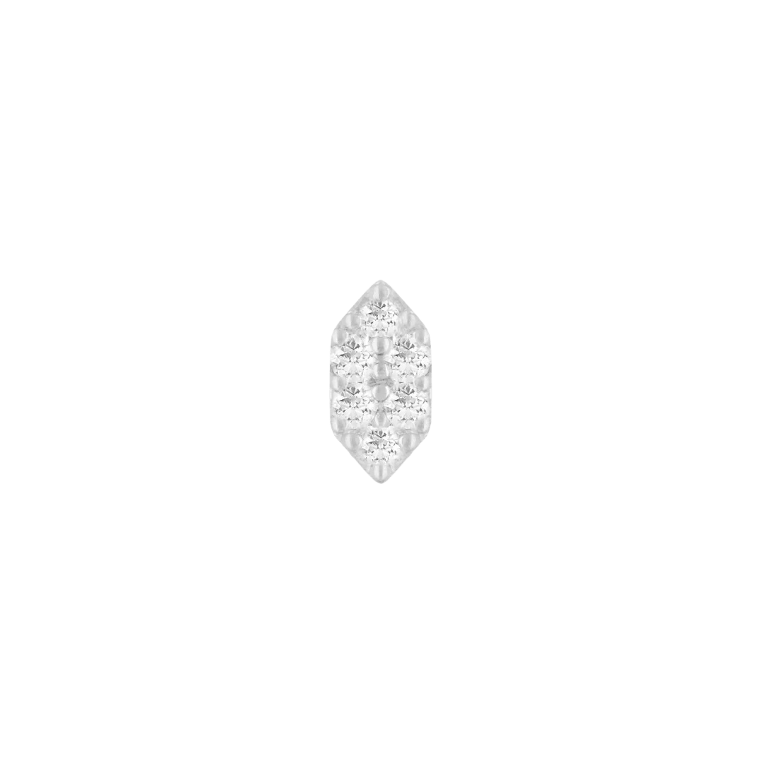 White gold Ba$h threadless end – flat lay on white background

