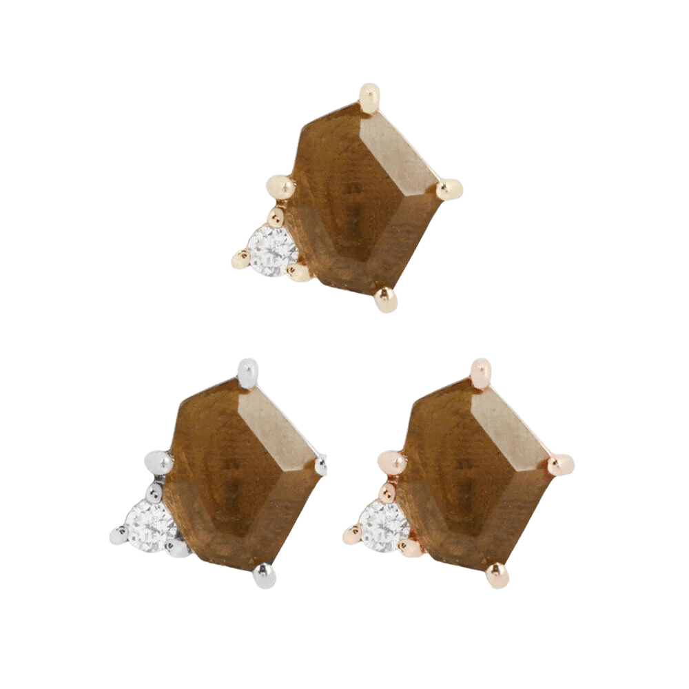 ELICIT - SMOKEY QUARTZ + CZ - THREADLESS END piercing-zone.com