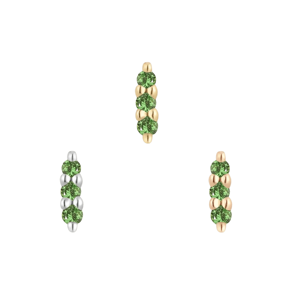 MISHKA PRONG 3 - TSAVORITE - THREADLESS END piercing-zone.com