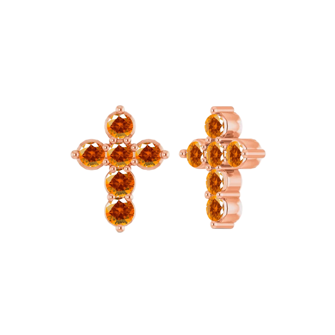 Gemmed Cross – 14K/18K Gold Multi-Stone Threadless End
