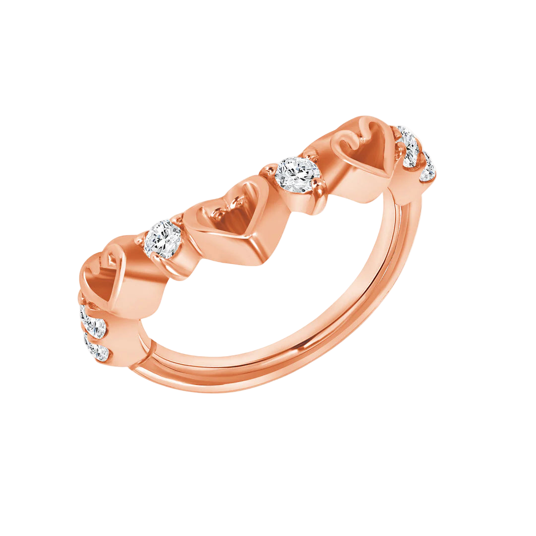 Adore Me Seamless Ring – 14K Gold Heart & Gem Design