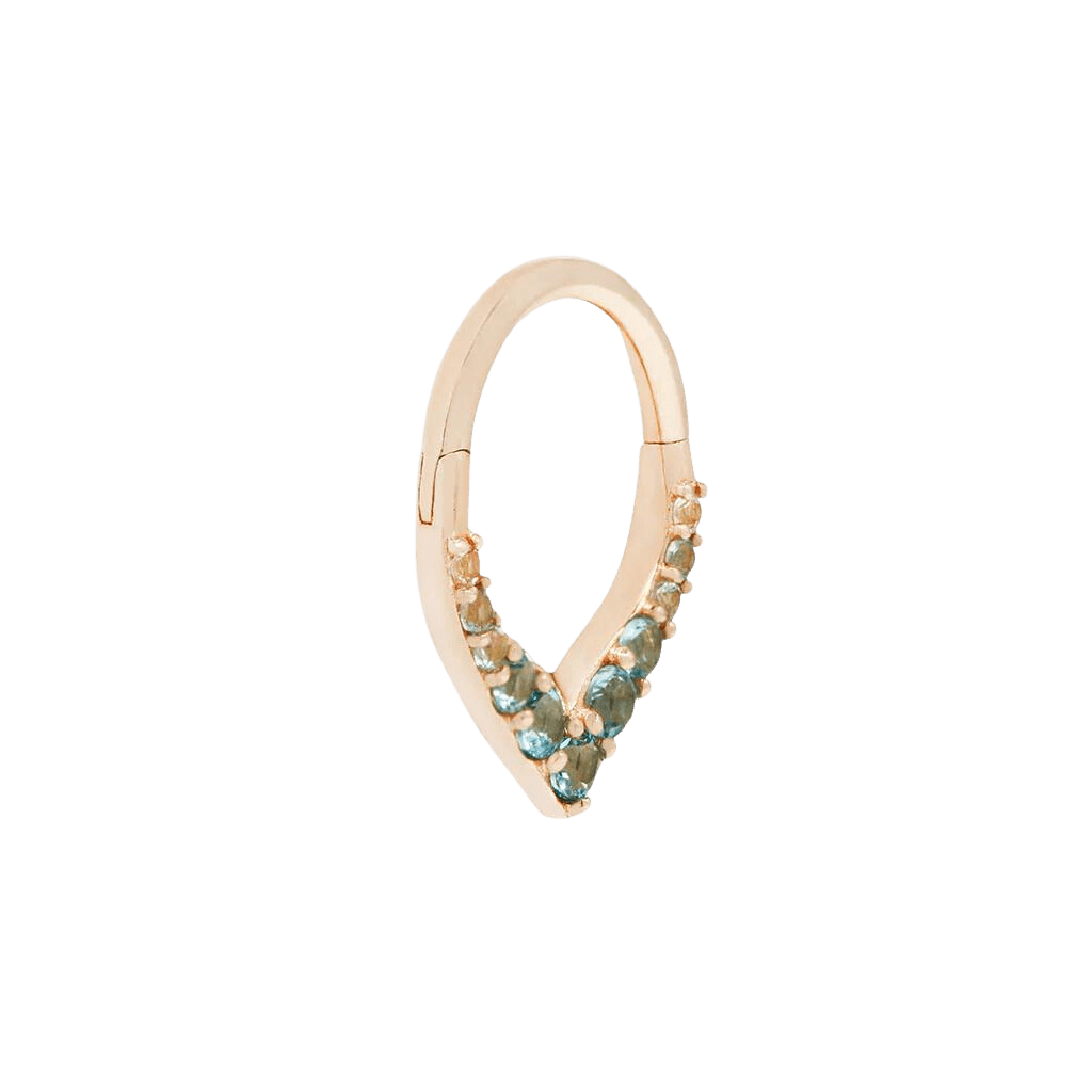 RISE + SHINE - BLUE TOPAZ OMBRE - SOLID 14KT GOLD CLICKER piercing-zone.com