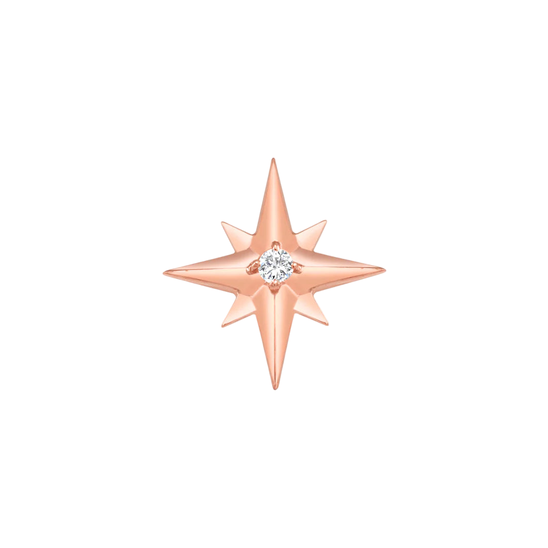 Accented Shining Star with Gem – 14K/18K Gold Radiant Threadless End