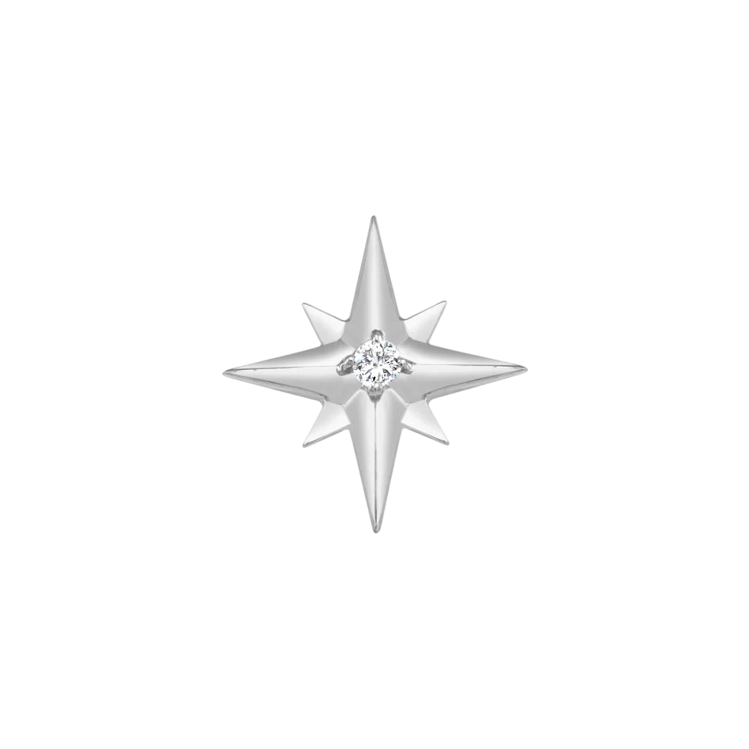 Accented Shining Star with Gem – 14K/18K Gold Radiant Threadless End