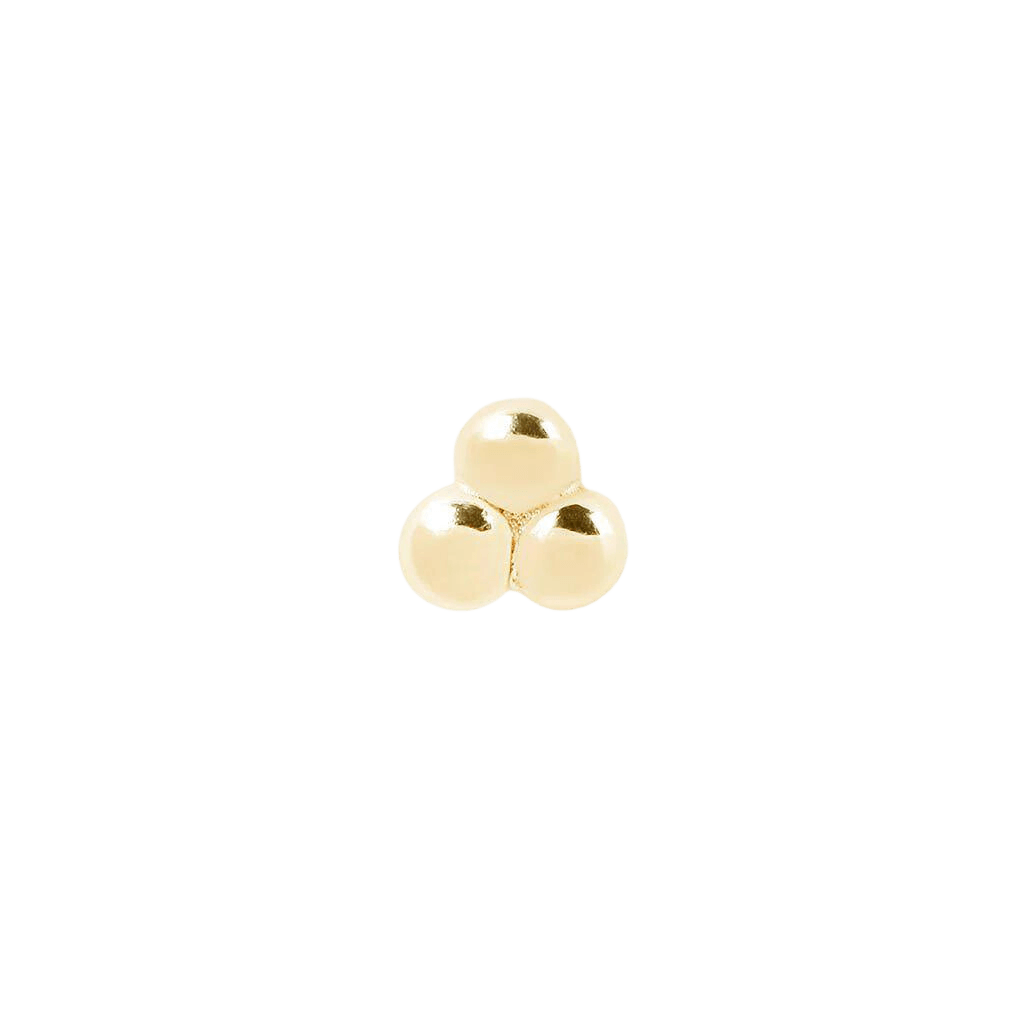 14K GOLD 3 BEAD CLUSTER - THREADLESS END piercing-zone.com