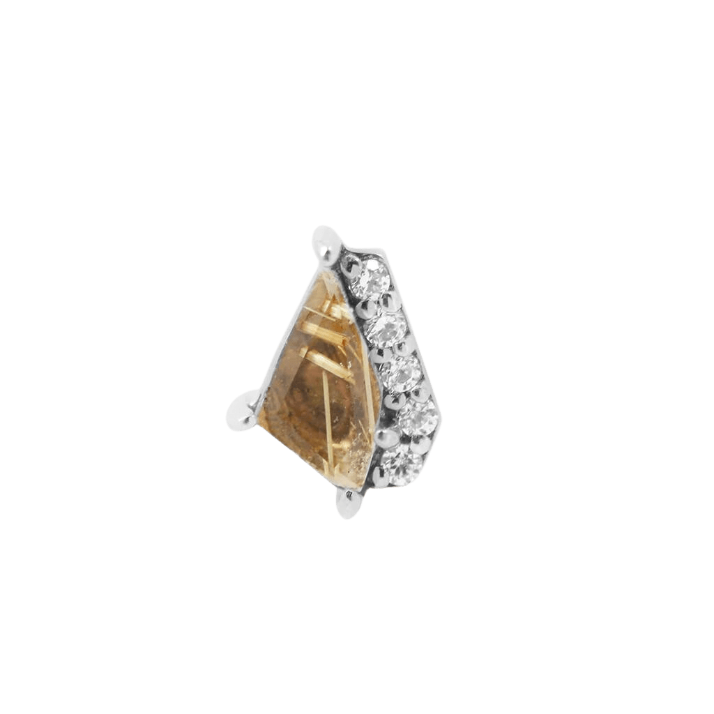 ELEVATE - RUTILATED QUARTZ + CZ - THREADLESS END piercing-zone.com