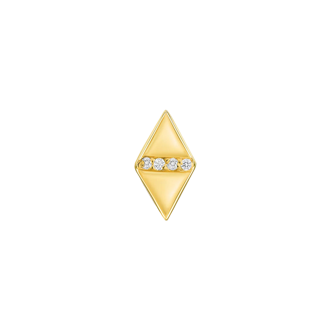 Double Triangle With Gems – 14K/18K Gold Multi-Stone Threadless End