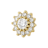13 Stone Round Cluster – 14K Gold Threadless/Threaded End