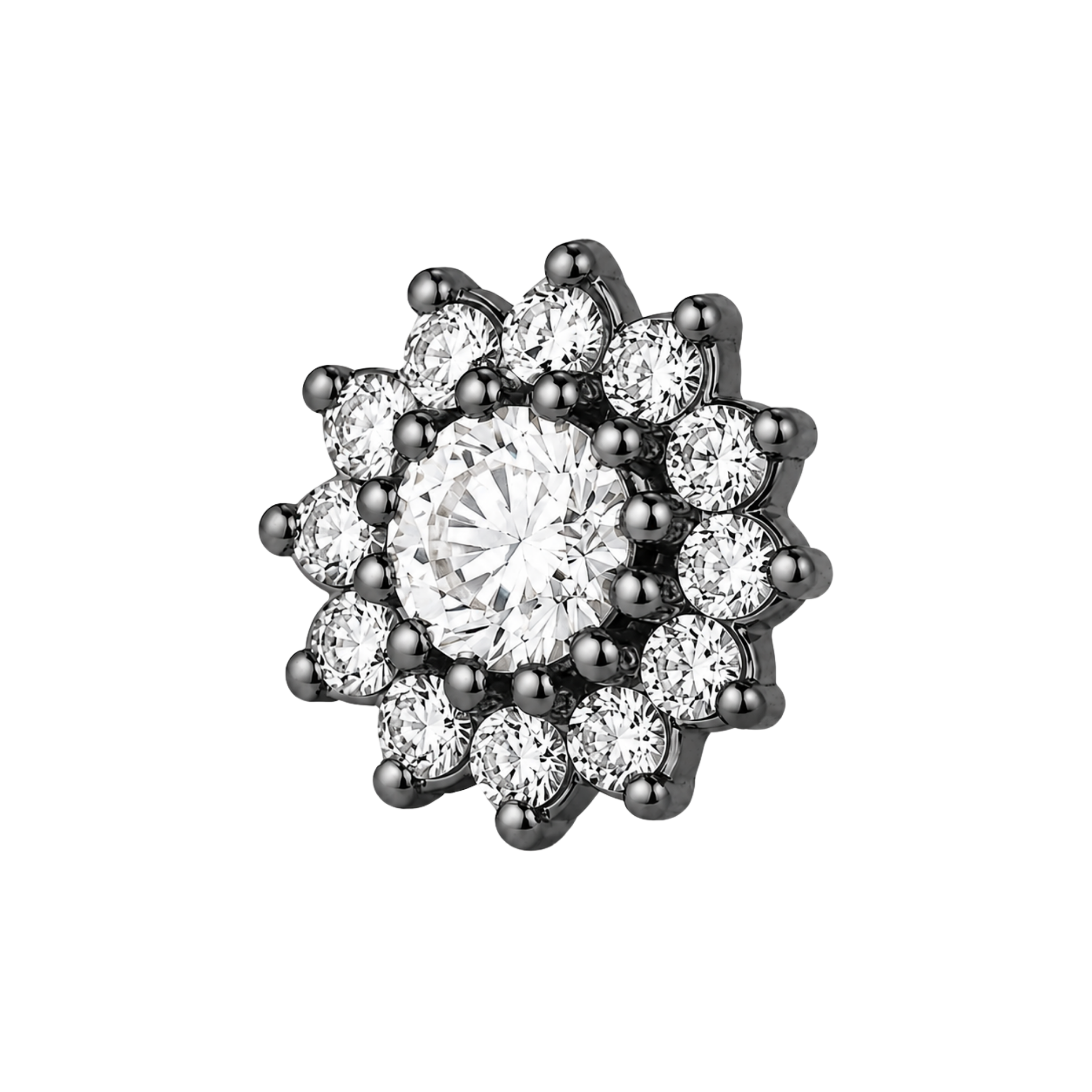 13 Stone Round Cluster – 14K Gold Threadless/Threaded End