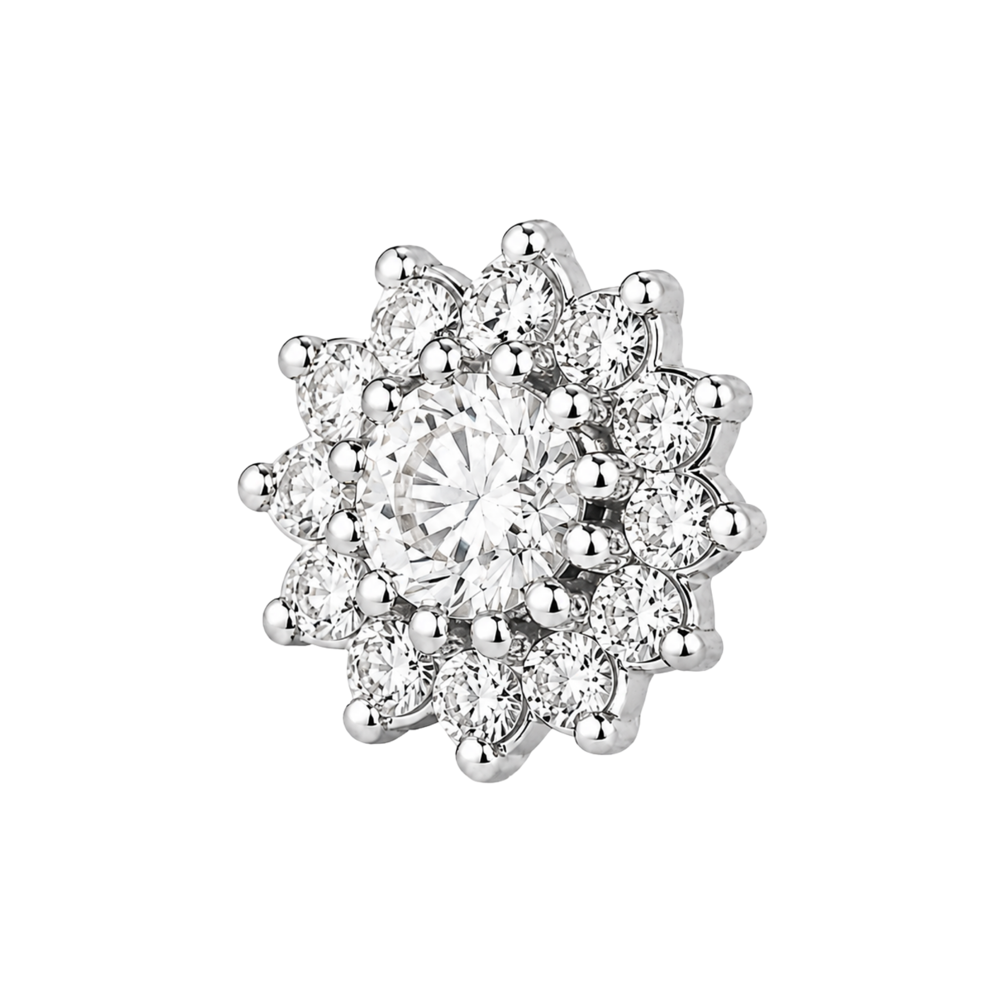 13 Stone Round Cluster – 14K Gold Threadless/Threaded End