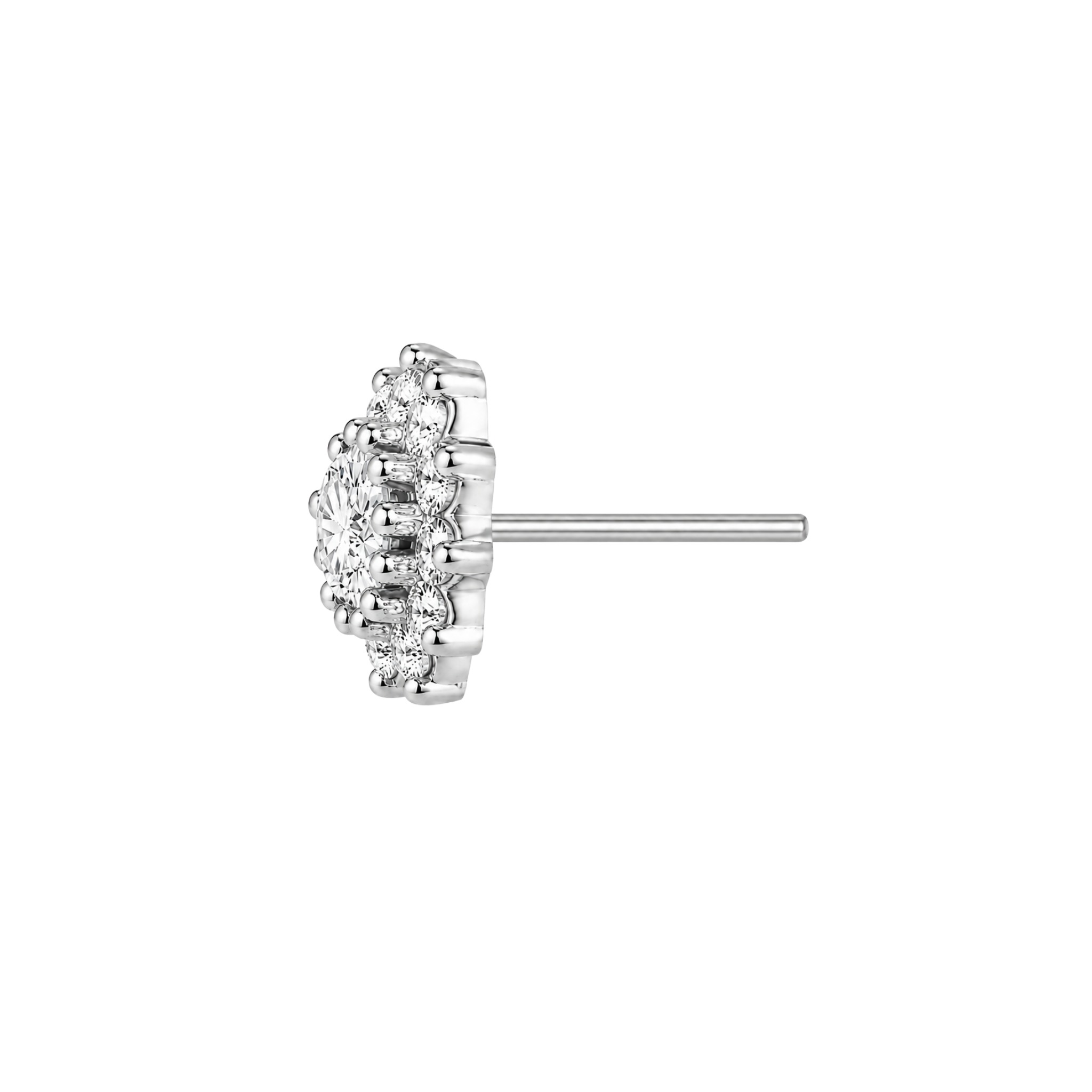 13 Stone Round Cluster – 14K Gold Threadless/Threaded End