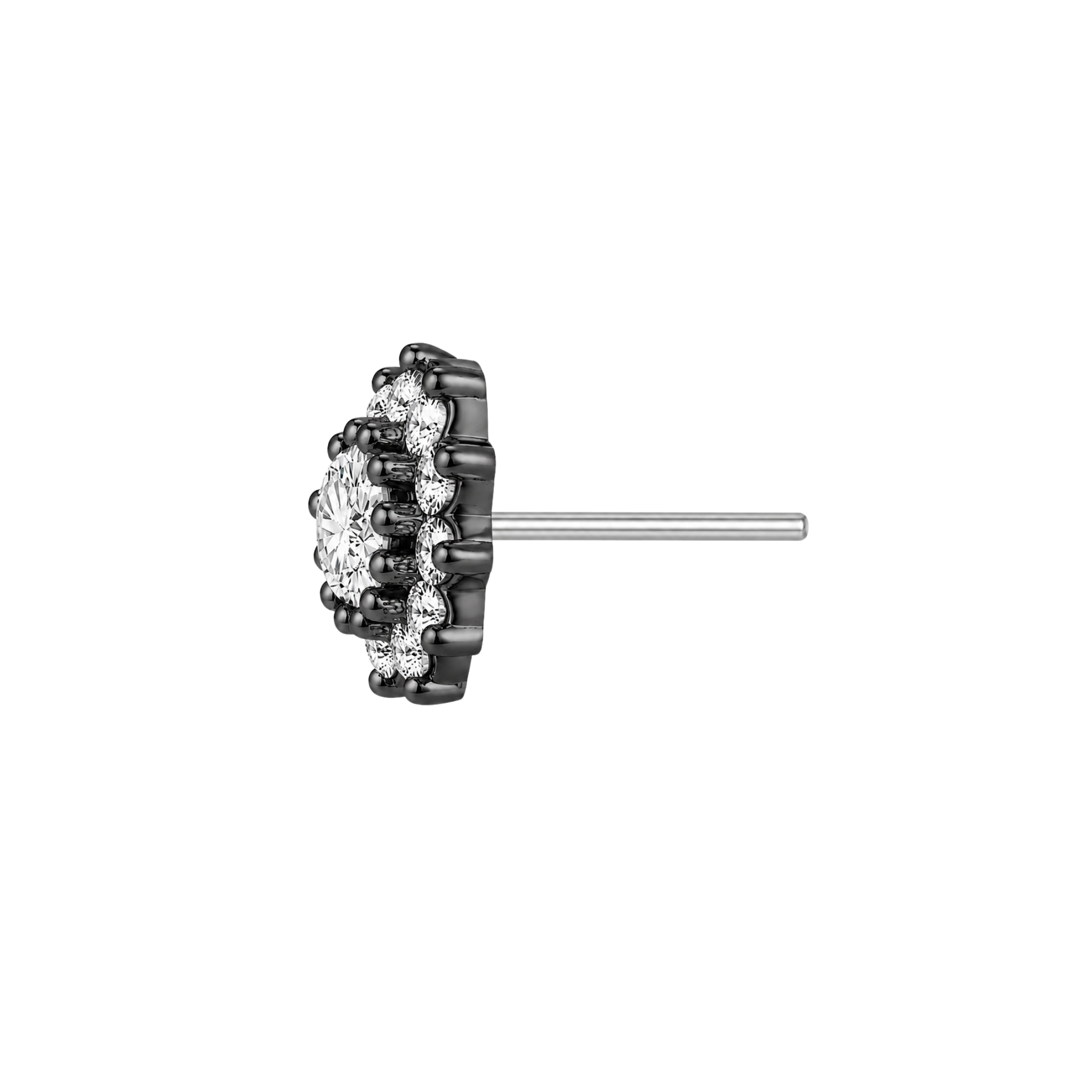13 Stone Round Cluster – 14K Gold Threadless/Threaded End