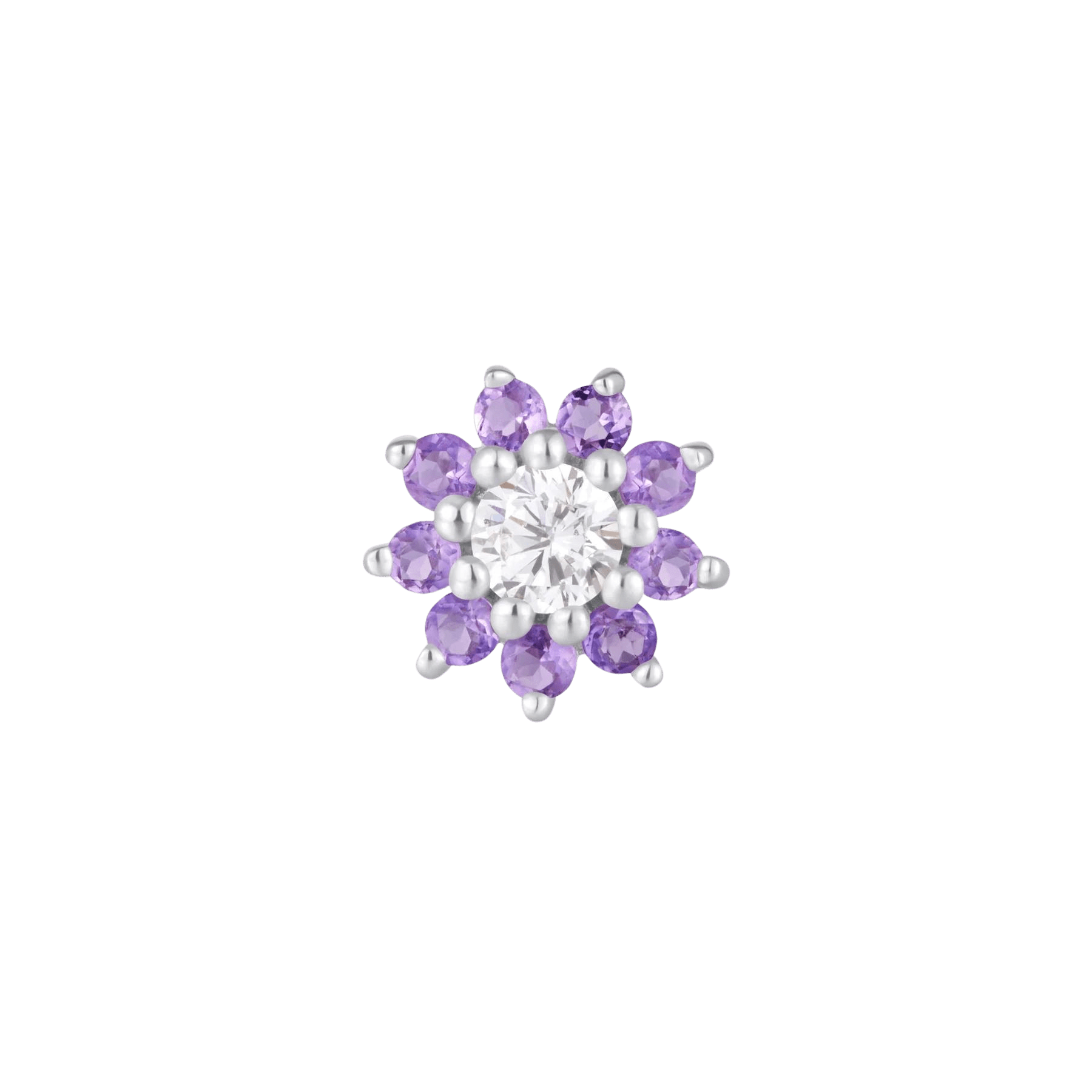 Eloise Threadless End – 14K Gold Amethyst & CZ Flower Jewelry